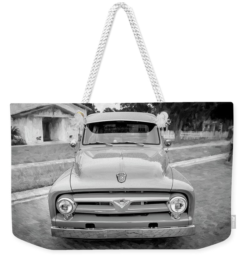 1954 Red Ford Pick Up Truck F100 Weekender Tote Bag featuring the photograph 1954 Ford Pick Up Truck F100 X107 by Rich Franco