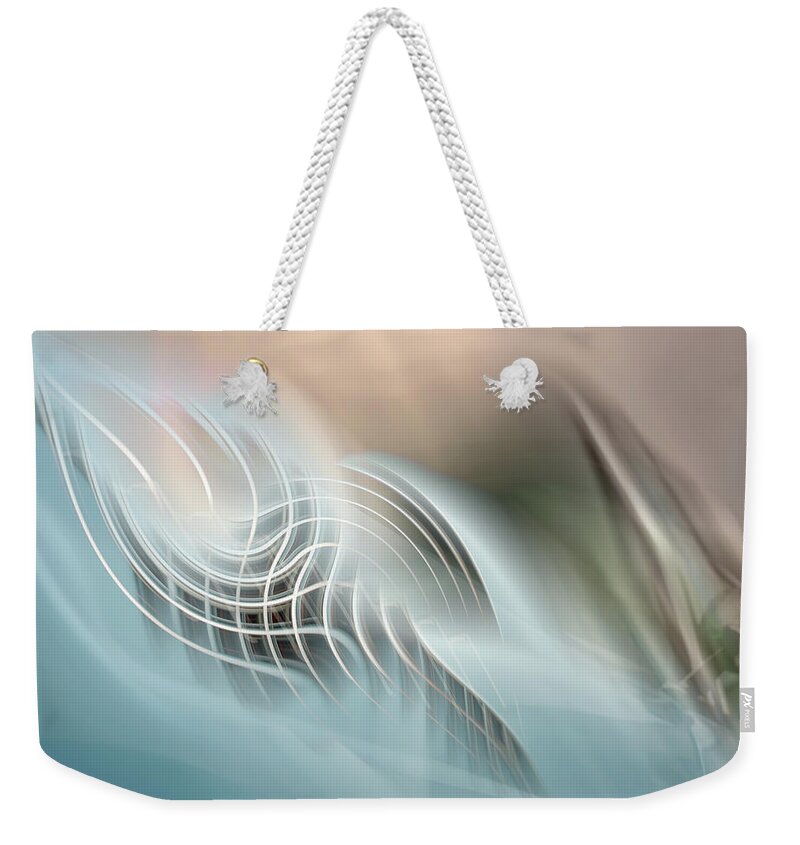 Abstract Alien 1955 55 Ford Thunderbird Dramatic Angle Perspective Car Vintage Turquoise Weekender Tote Bag featuring the photograph 1955 Ford Thunderbird Abstract by Peter Herman