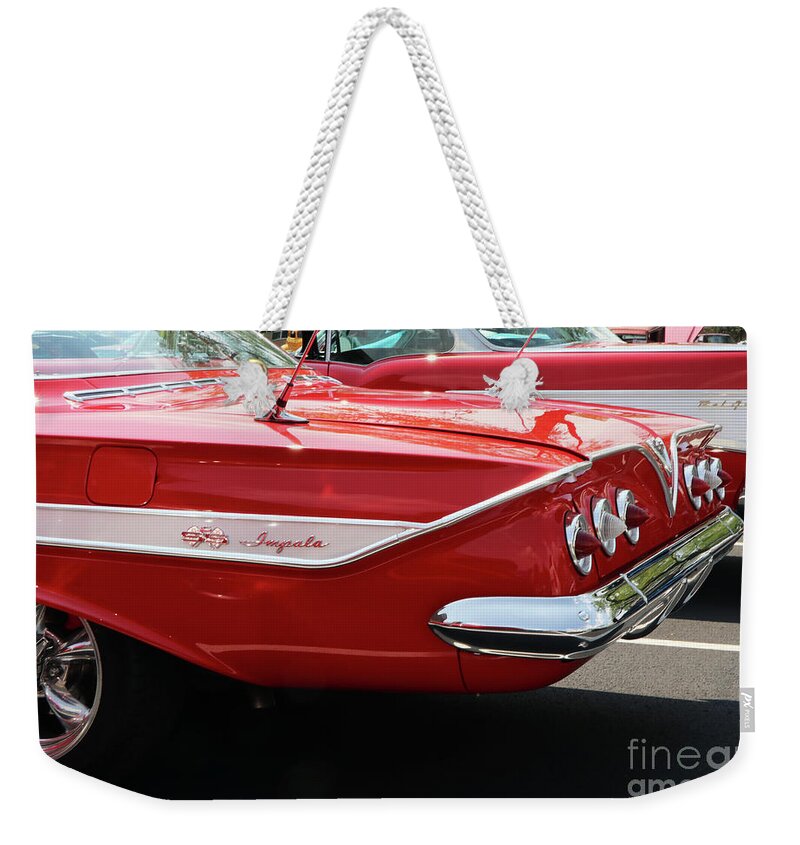 Taillights Weekender Tote Bag featuring the photograph 1961 Chevy Impala SS 2 Door Hardtop Taillights 9698 by Jack Schultz