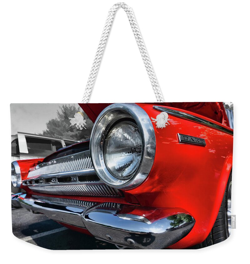 Dodge Weekender Tote Bag featuring the photograph 1964 Dodge Dart front by Daniel Adams