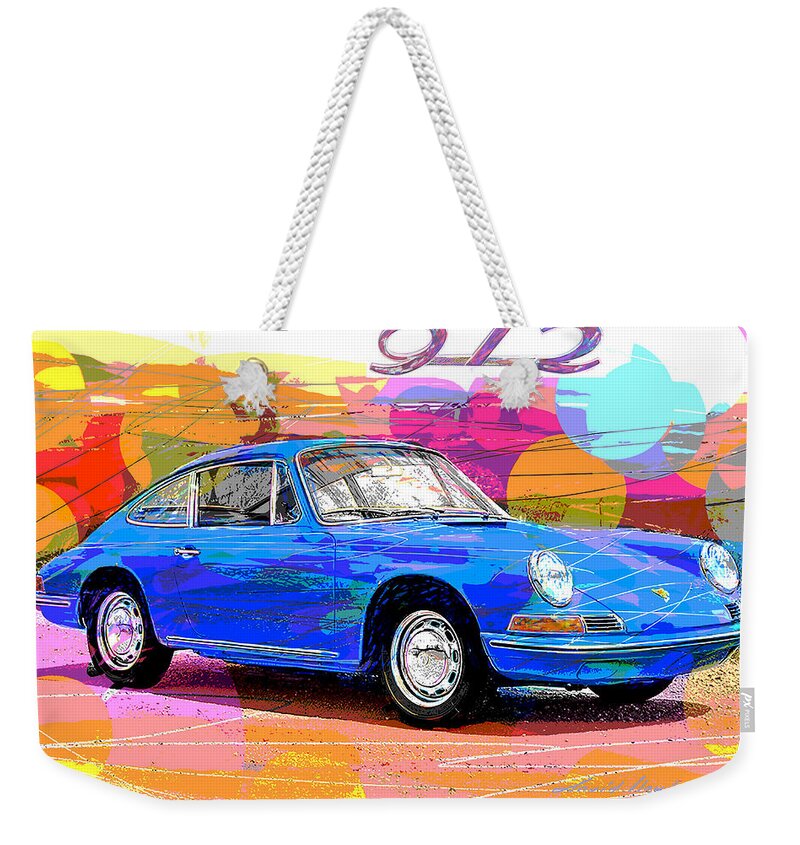 Porsche Weekender Tote Bag featuring the painting 1966 Porsche 912 by David Lloyd Glover