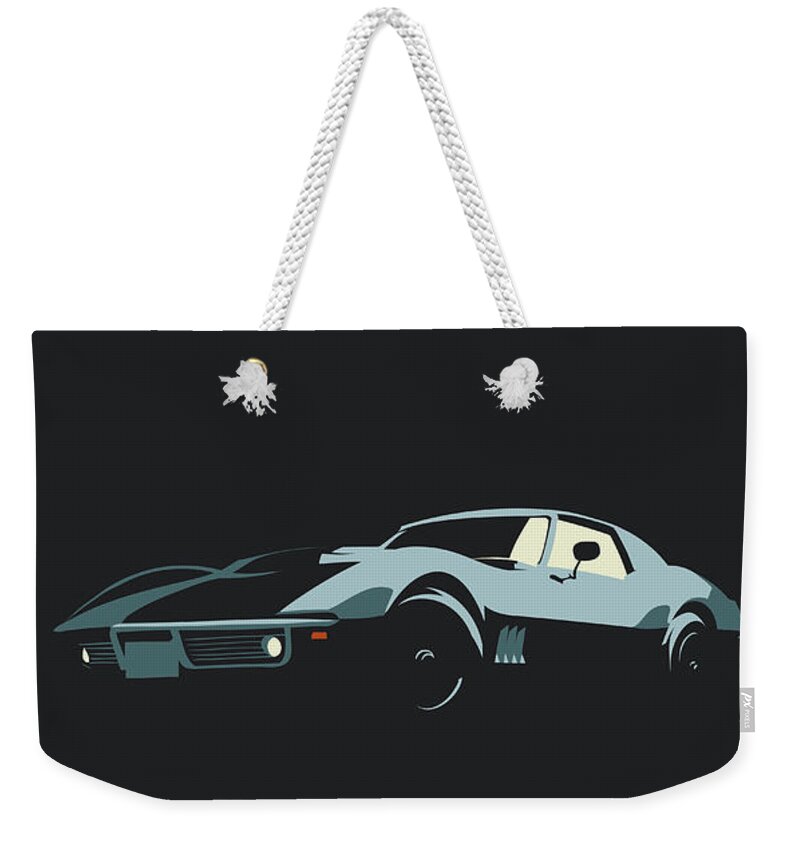 Stingray Weekender Tote Bag featuring the painting 1968 Corvette Stingray poster by Sassan Filsoof