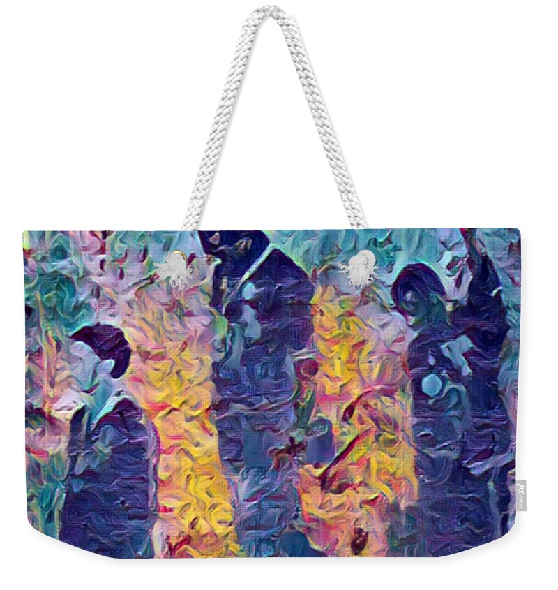 Metal Weekender Tote Bag featuring the painting 1968 Olympics Black Power salute Painting 3 by Tony Rubino