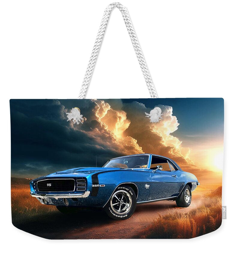 Classic Car Weekender Tote Bag featuring the digital art 1969 Camaro SS by Rod Seel