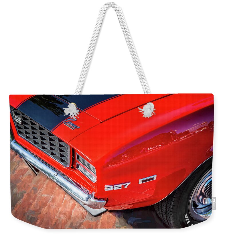 1969 Camaro Rs/ss Weekender Tote Bag featuring the photograph 1969 Red Camaro RS SS X264 by Rich Franco