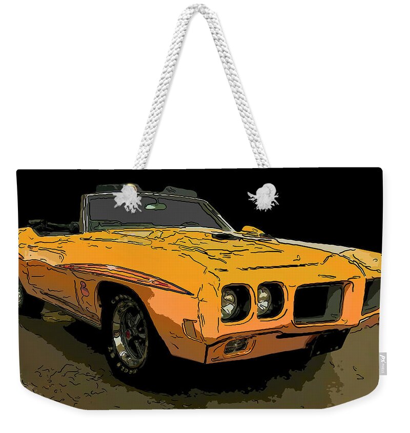 1970 Pontiac Gto Judge Weekender Tote Bag featuring the drawing 1970 Pontiac GTO Judge digital drawing by Flees Photos