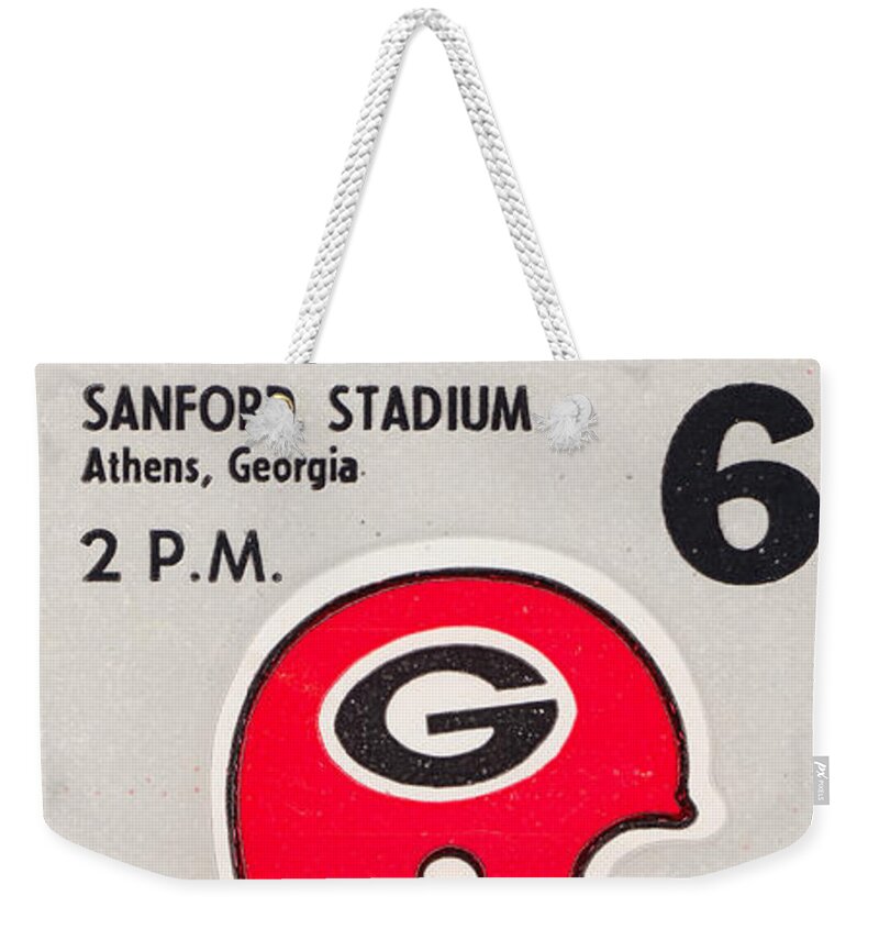 Auburn Weekender Tote Bag featuring the drawing 1975 Georgia vs. Auburn by Row One Brand