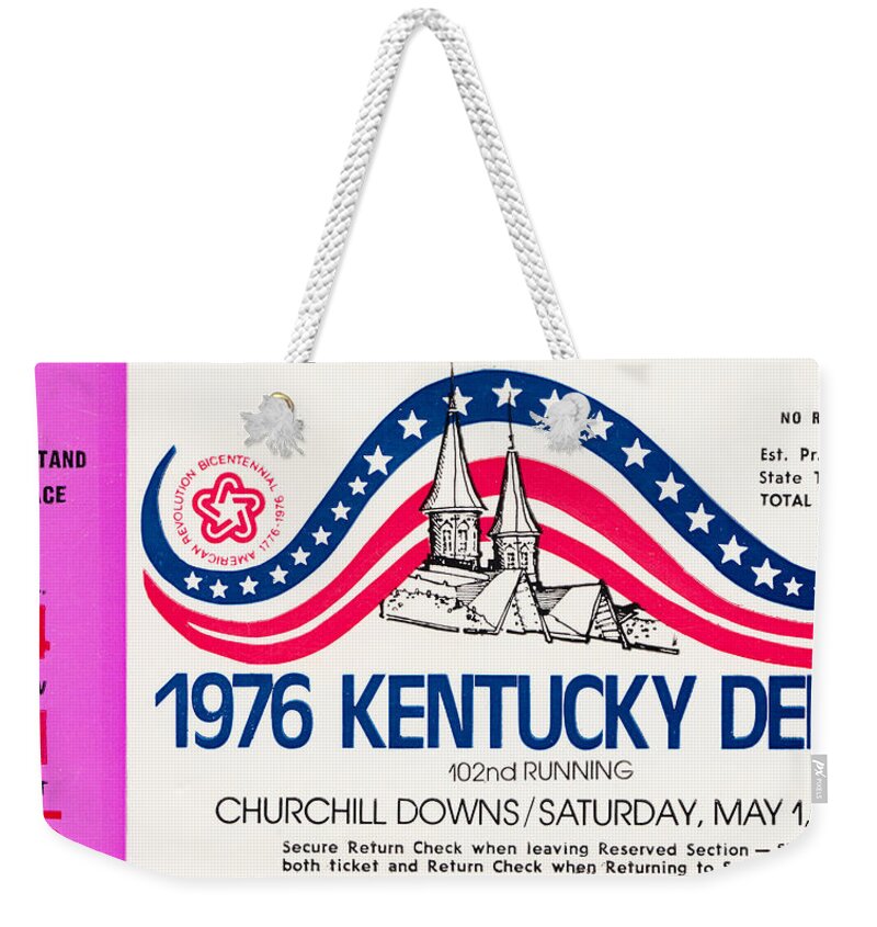  Weekender Tote Bag featuring the drawing 1976 Kentucky Derby by Row One Brand