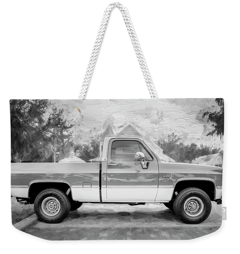 1986 Red Chevrolet C10 Silverado Truck Weekender Tote Bag featuring the photograph 1986 Red Chevrolet C10 Silverado Pick Up Truck X107 by Rich Franco