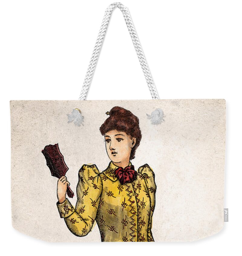 19th Century Weekender Tote Bag featuring the painting 19th Century Elegant Woman, Vintage Lady by Nadia CHEVREL