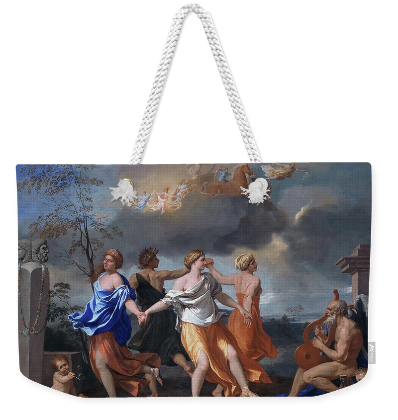 Nicolas Poussin Weekender Tote Bag featuring the painting A Dance to the Music of Time by Nicolas Poussin by Mango Art