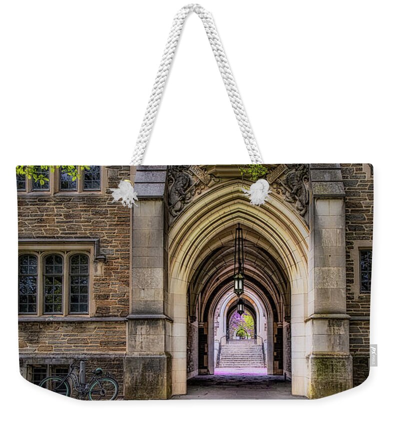 Princeton University Weekender Tote Bag featuring the photograph Campbell Hall Princeton University #2 by Susan Candelario