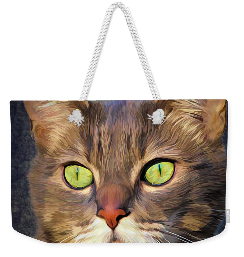 Art Weekender Tote Bag featuring the photograph Cat With Green Eyes #2 by Rick Deacon