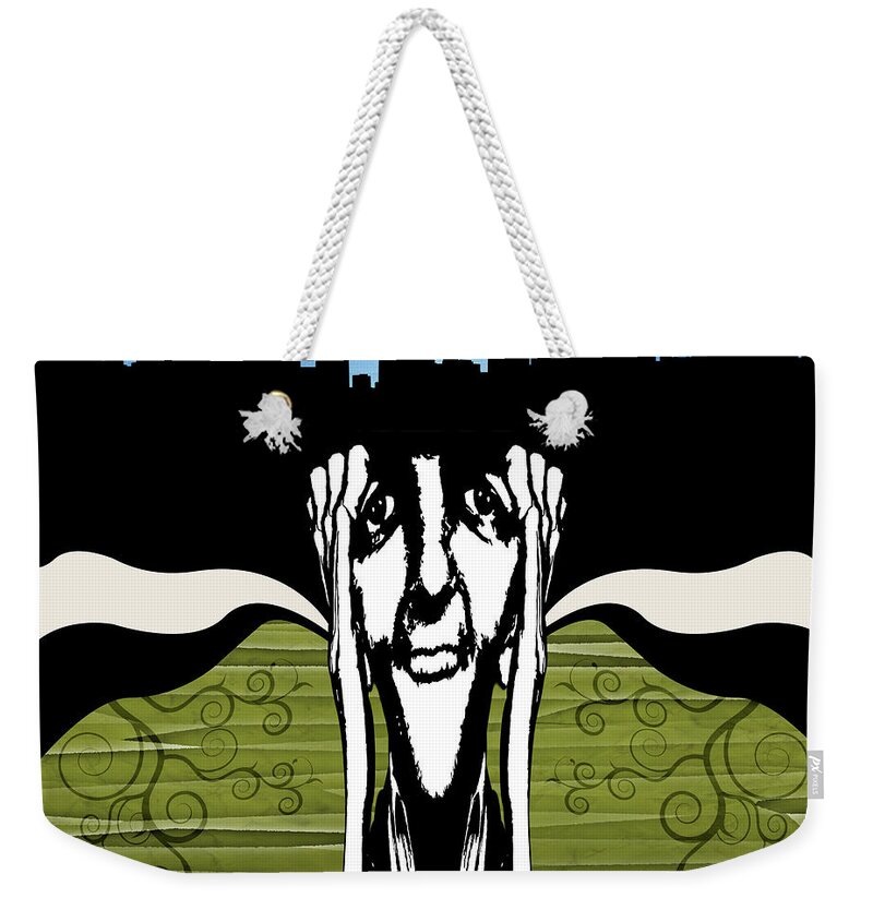 Face Weekender Tote Bag featuring the digital art City At Night by Phil Perkins