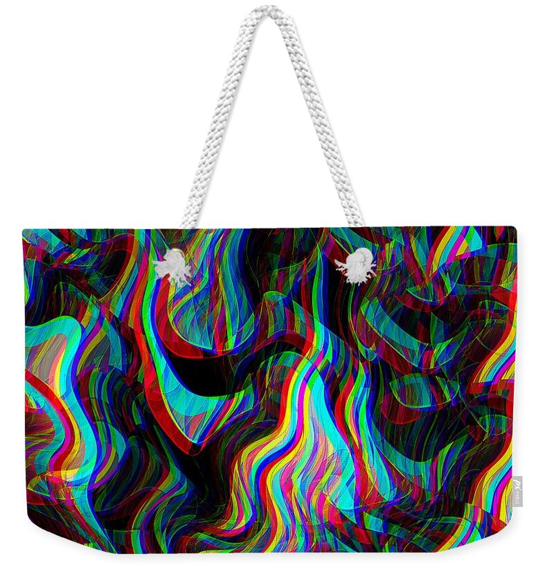 Fire Weekender Tote Bag featuring the digital art Colored Flames by David Manlove