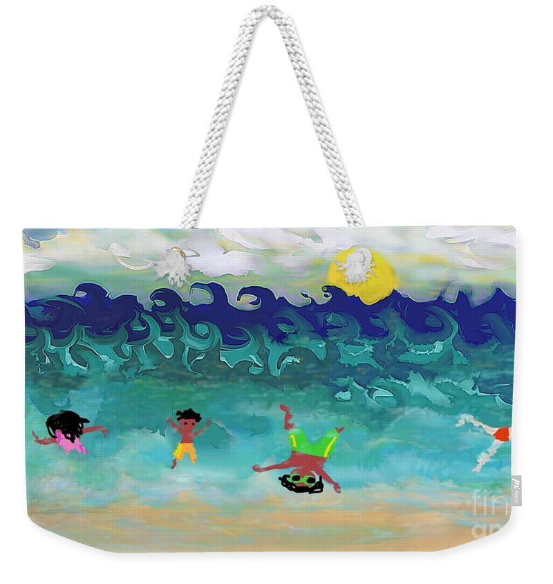 Playa Weekender Tote Bag featuring the painting Dia De Playa #2 by Reina Resto