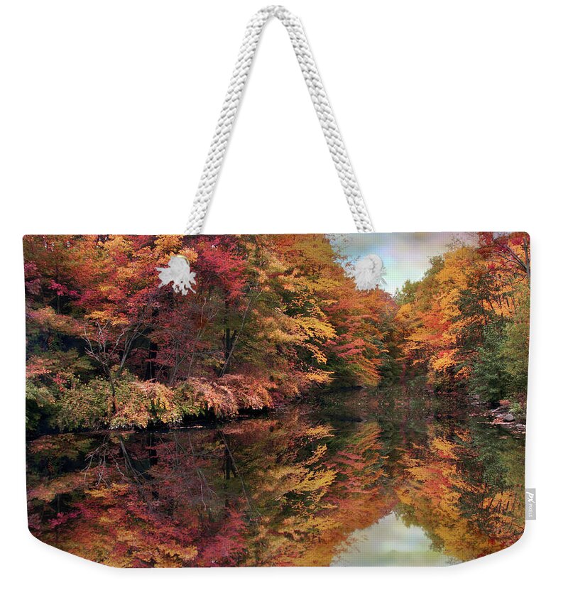 Autumn Weekender Tote Bag featuring the photograph Foliage Reflections by Jessica Jenney