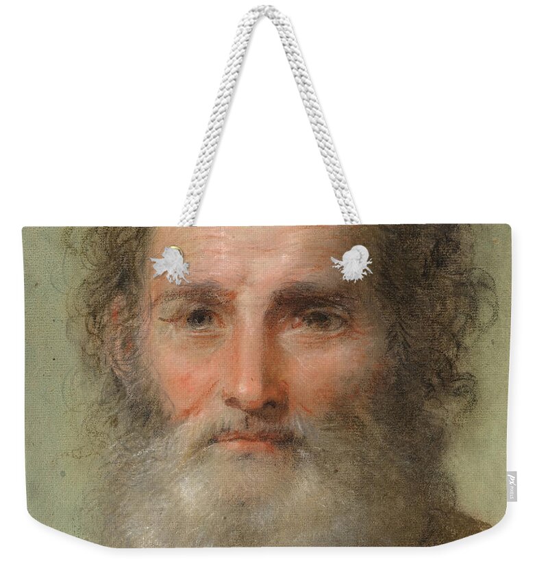 Benedetto Luti Weekender Tote Bag featuring the drawing Head of a Bearded Man #3 by Benedetto Luti