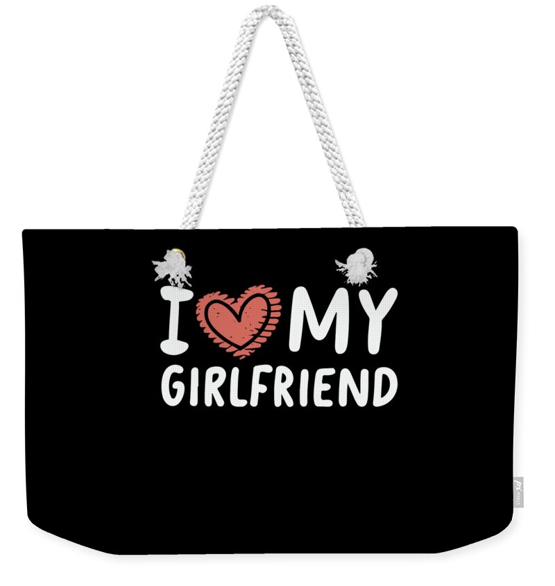 Love Weekender Tote Bag featuring the digital art I Love My Girlfriend #2 by Flippin Sweet Gear