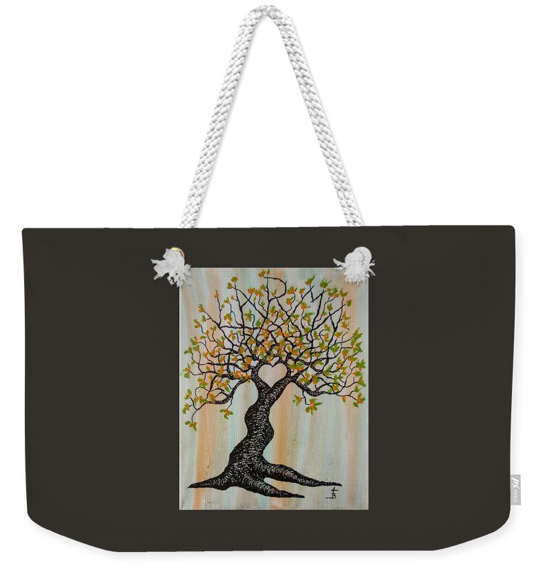 Karma Weekender Tote Bag featuring the drawing Karma Love Tree #2 by Aaron Bombalicki