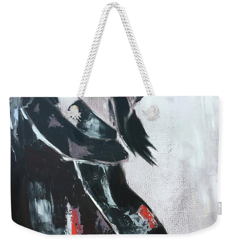 Kissing Weekender Tote Bag featuring the painting Kissing in the Rain by Roxy Rich
