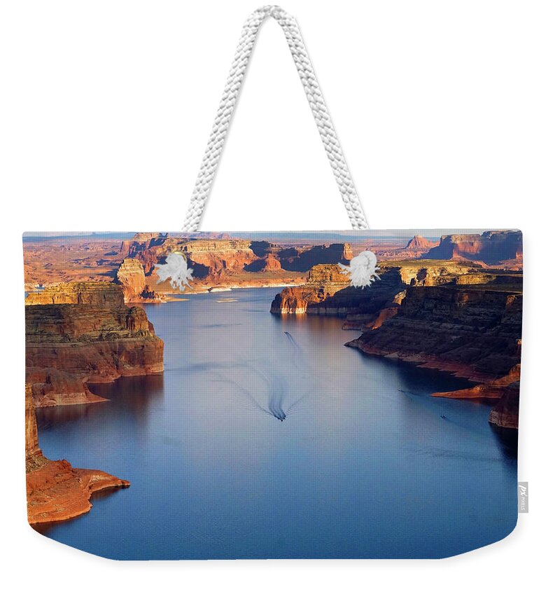 Lake Powell Weekender Tote Bag featuring the photograph Lake Powell Sunset from the Air #2 by Rick Wilking