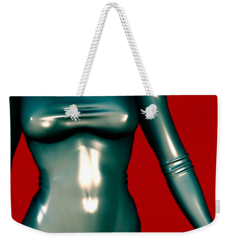 Mademoiselle Contenu Weekender Tote Bag featuring the digital art 2 -Mademoiselle Contenu Les Bleu by Luc Van de Steeg