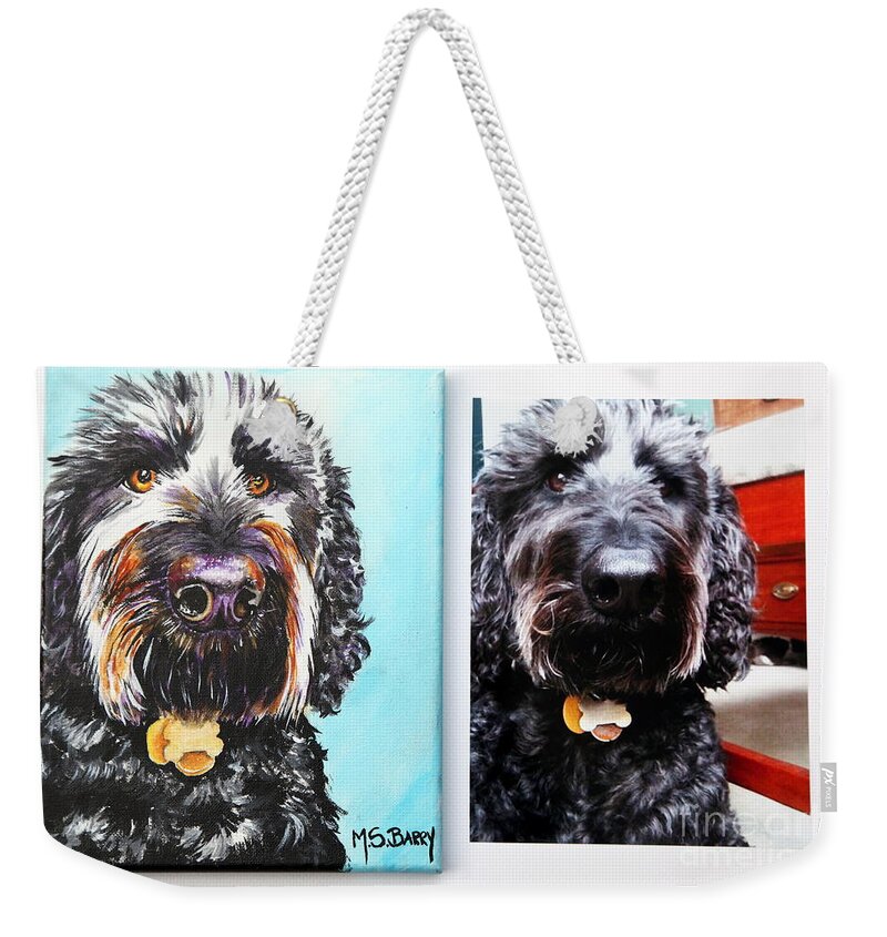  Weekender Tote Bag featuring the painting Pet Portrait Commission #3 by Maria Barry