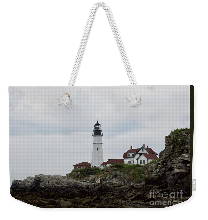  Weekender Tote Bag featuring the pyrography Portland Headlight #3 by Annamaria Frost