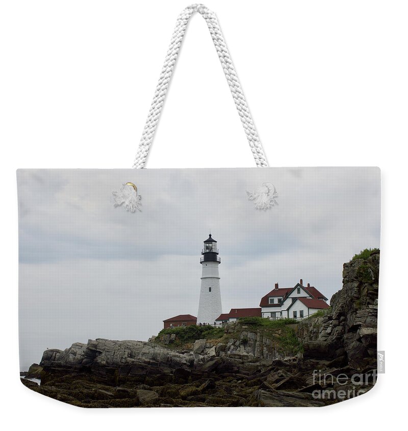Lighthouse Weekender Tote Bag featuring the photograph Portland headlight by Annamaria Frost