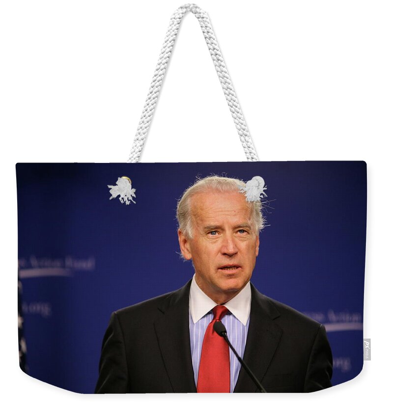 Portrait Of President Joe Biden By Marc Nozell Weekender Tote Bag featuring the digital art Portrait of President Joe Biden by Marc Nozell #2 by Celestial Images