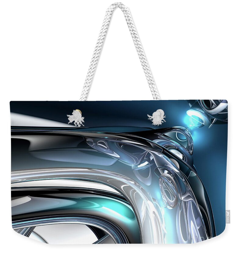 Abstract Weekender Tote Bag featuring the digital art Reflections of Blue by Phil Perkins