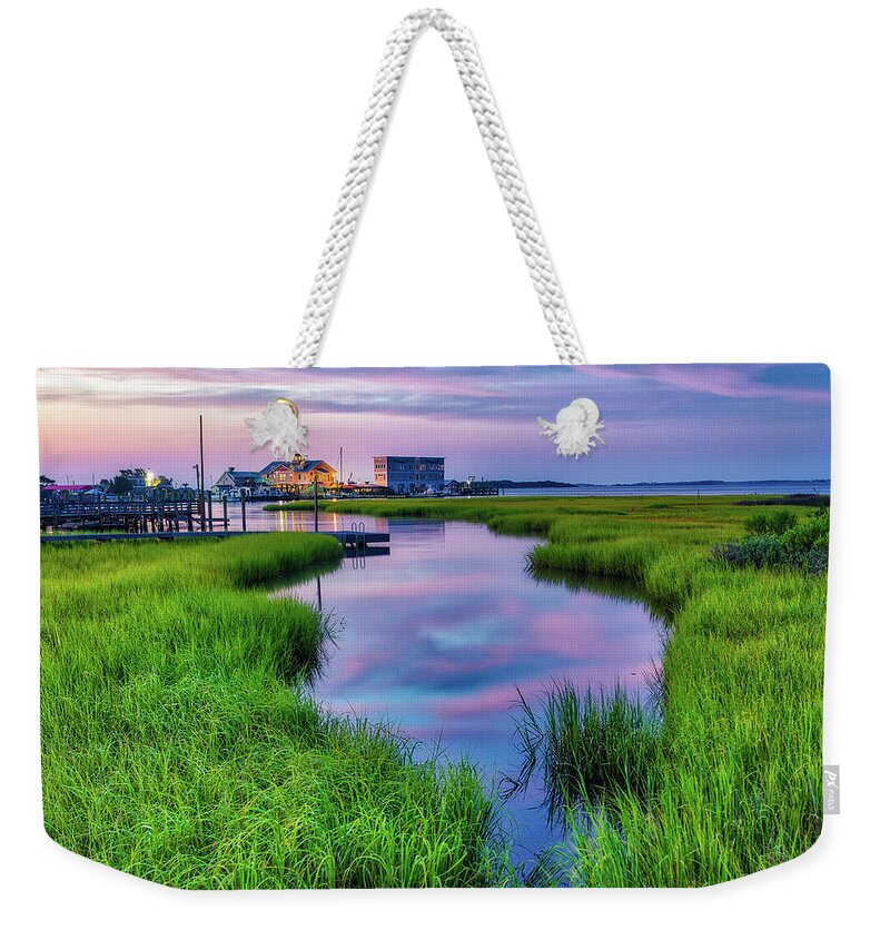 Southport Weekender Tote Bag featuring the photograph Southport Salt Marsh Sunrise #2 by Nick Noble