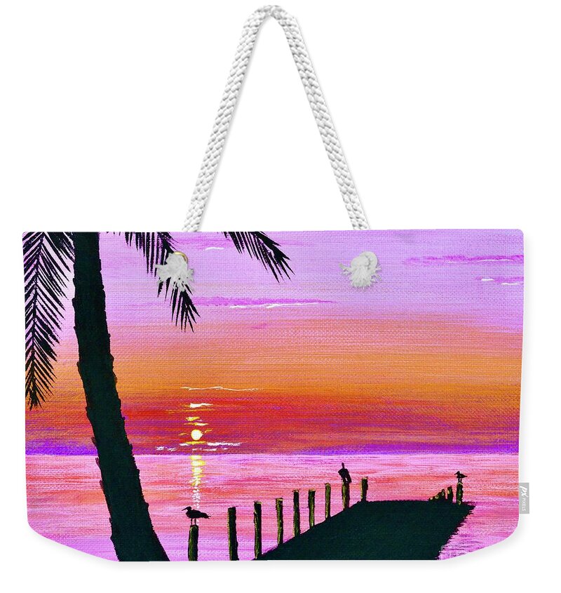 Silhouette Weekender Tote Bag featuring the painting Sunset #3 by Mary Scott