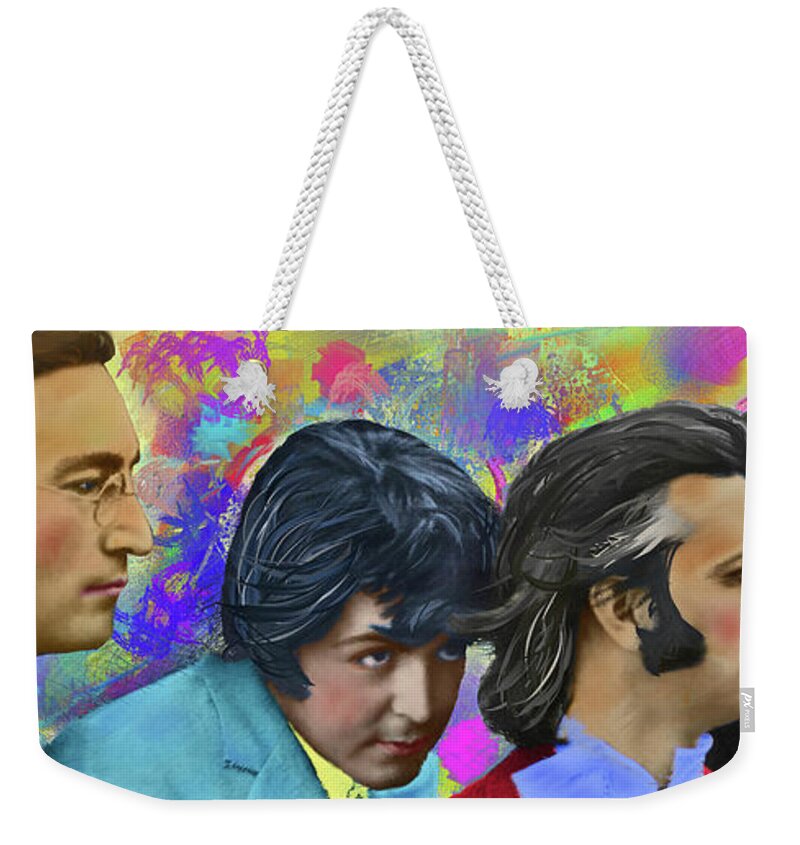 Painting Weekender Tote Bag featuring the digital art The Beatles 4 #1 by Donald Pavlica
