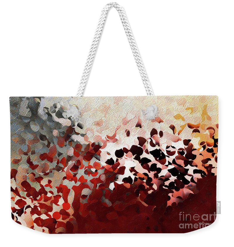 Red Weekender Tote Bag featuring the painting 2 Timothy 1 6. Stir Up The Gift. by Mark Lawrence
