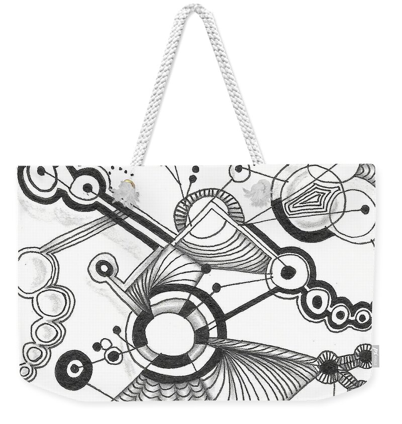 Zentangle Weekender Tote Bag featuring the drawing Untitled 1 by Jan Steinle