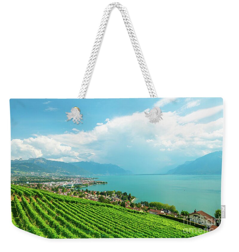 Terraced Vineyards Weekender Tote Bag featuring the photograph Vineyards of Lavaux #2 by Benny Marty