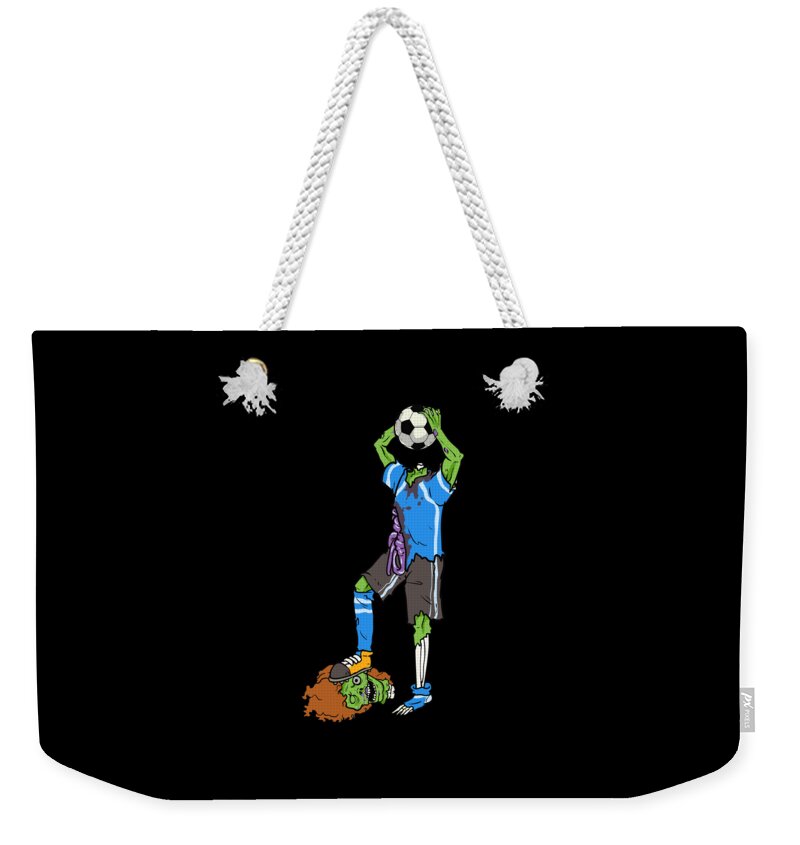 Ball Sport Weekender Tote Bag featuring the digital art Zombie Footballer Halloween Soccer Player #2 by Mister Tee