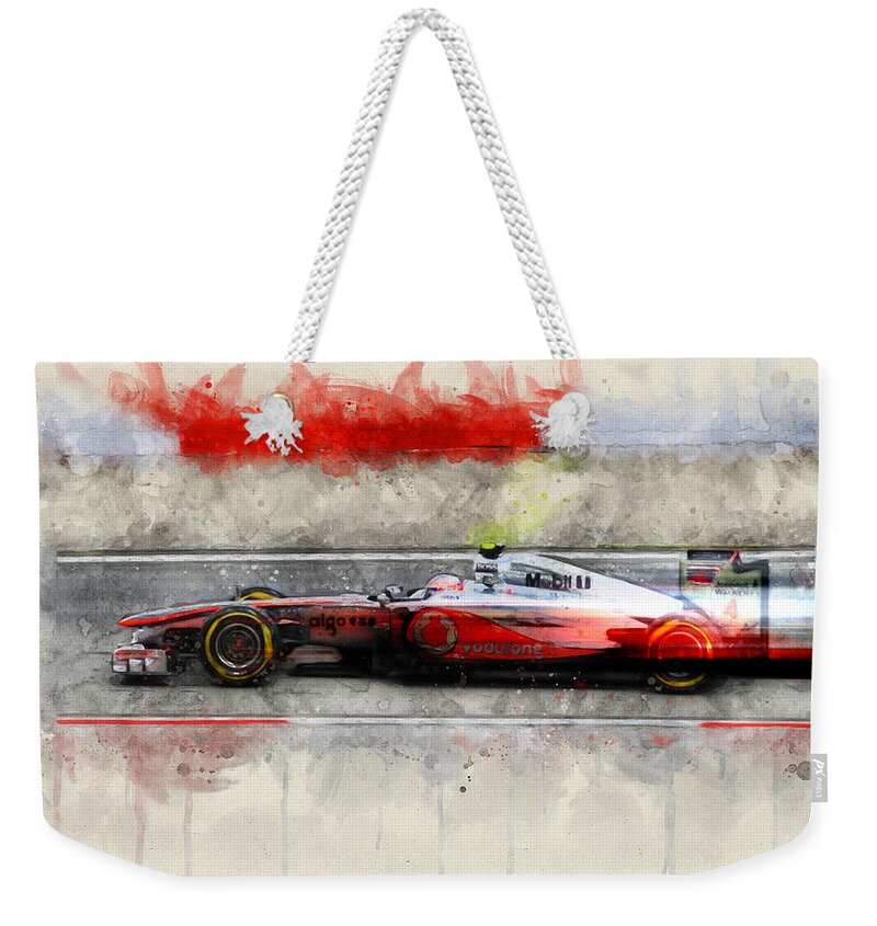 Formula 1 Weekender Tote Bag featuring the digital art 2011 McLaren F1 by Geir Rosset