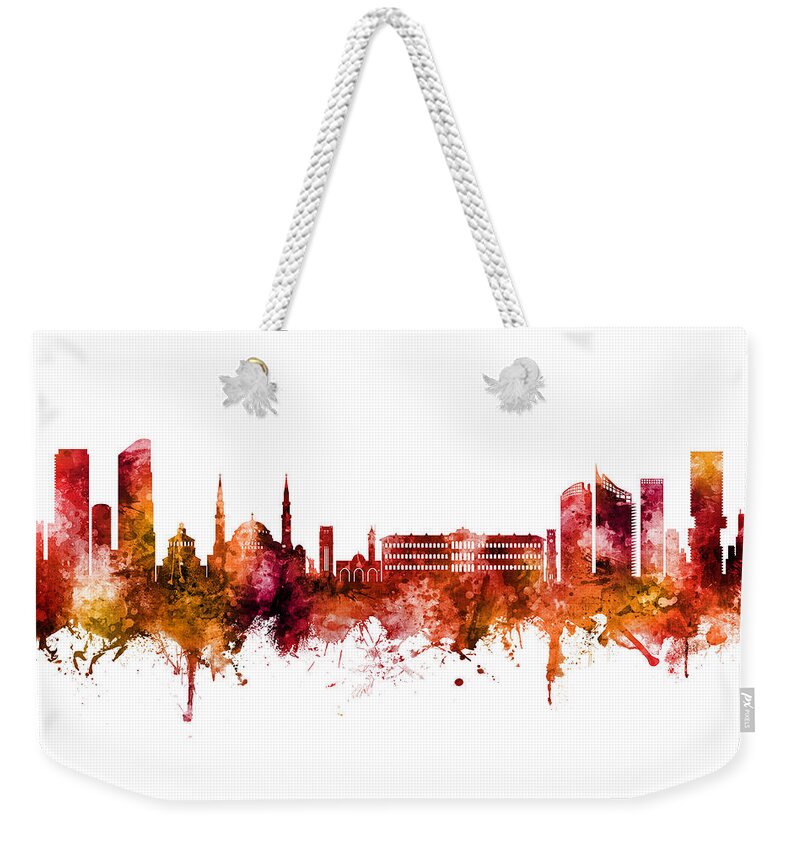 Beirut Weekender Tote Bag featuring the digital art Beirut Lebanon Skyline #21 by Michael Tompsett