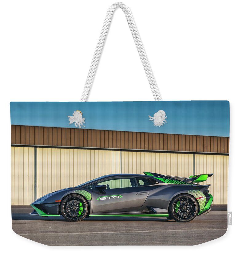 Lamborghini Weekender Tote Bag featuring the photograph #Lamborghini #Huracan #STO #Print #21 by ItzKirb Photography