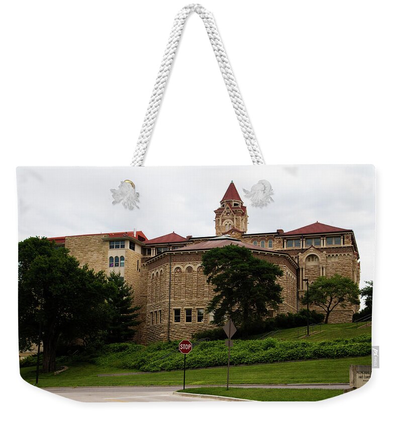 Kansas Jayhawks Weekender Tote Bag featuring the photograph Watson Library at University of Kansas by Eldon McGraw