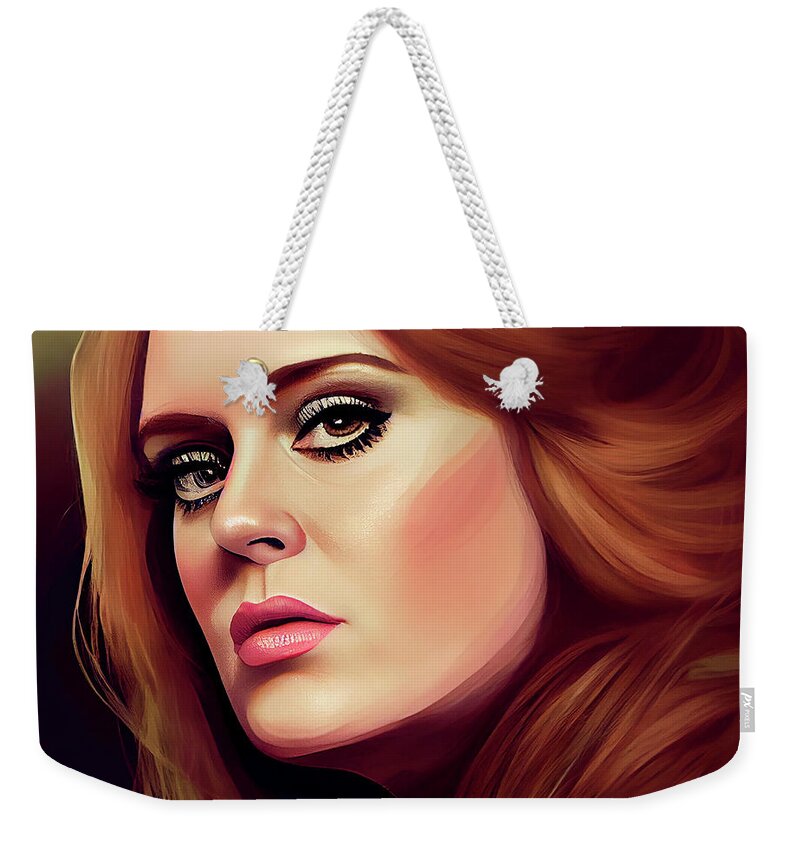Adele Weekender Tote Bag featuring the digital art British singer songwriter Adele #3 by Tim Hill