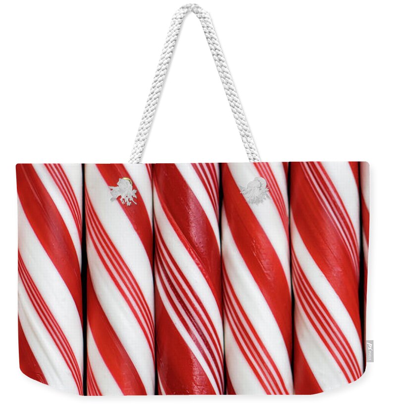 Candy Weekender Tote Bag featuring the photograph Candy Canes #3 by Vivian Krug Cotton