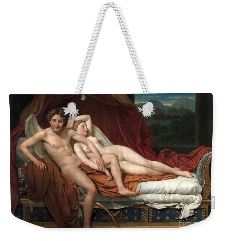 Cupid And Psyche Weekender Tote Bag featuring the painting Cupid and Psyche #3 by Jacques-Louis David