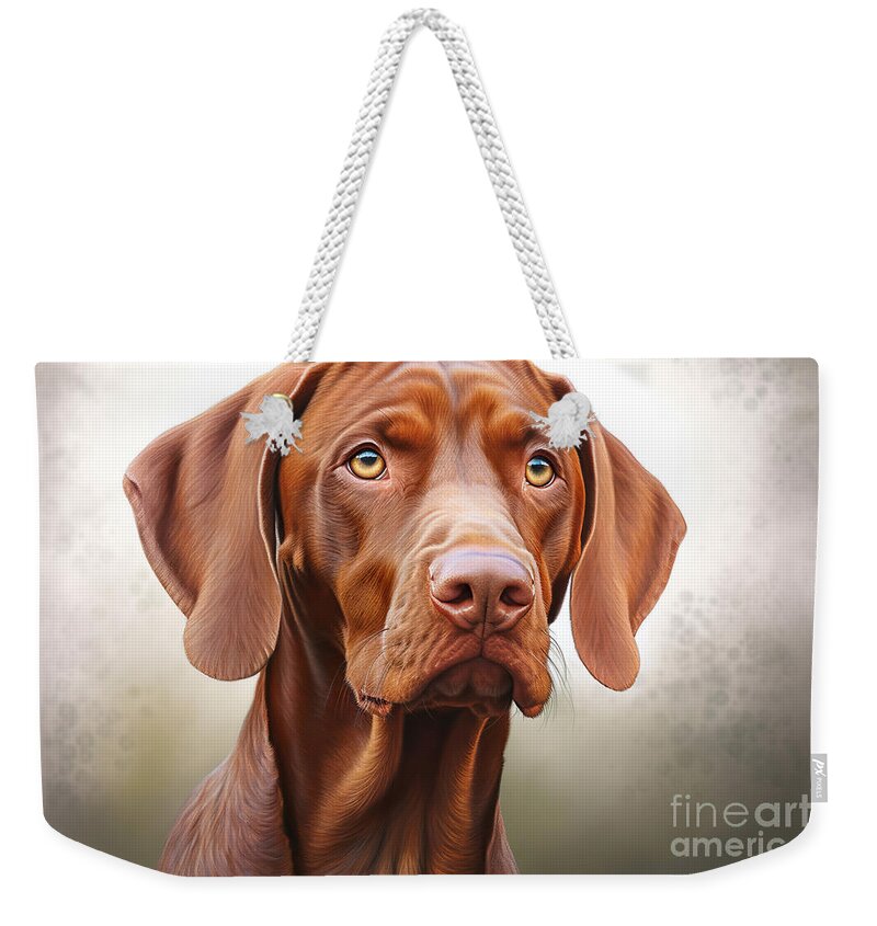 Dog Weekender Tote Bag featuring the painting Dog Portrait #3 by N Akkash