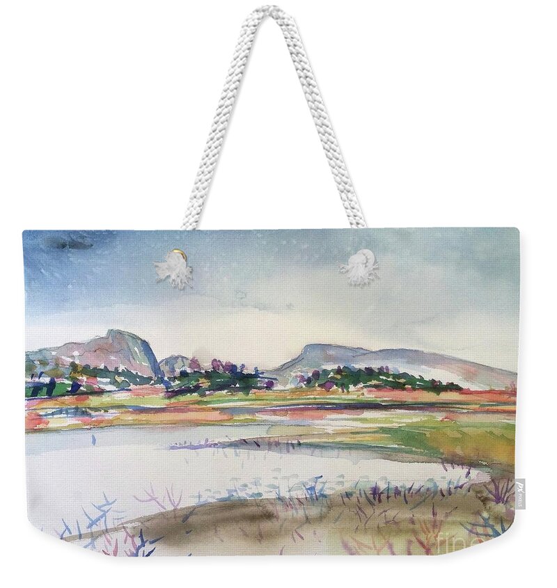 Lake Heron Weekender Tote Bag featuring the painting Lake Heron #4 by Glen Neff