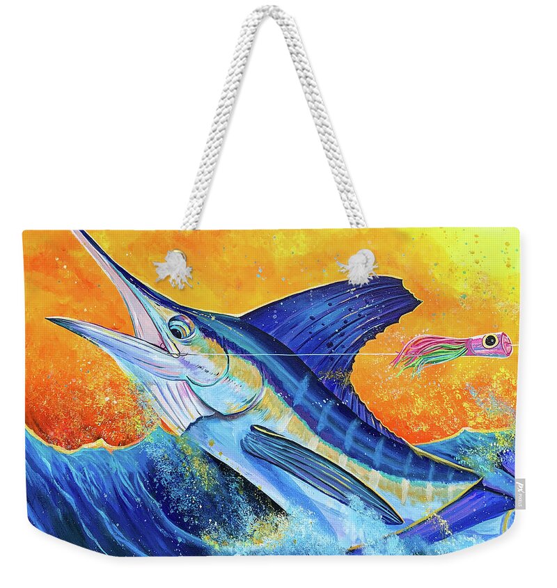 Fish Weekender Tote Bag featuring the painting Orange Crush by Mark Ray