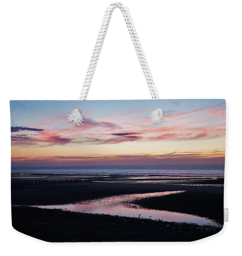 Sangatte Weekender Tote Bag featuring the photograph Sangatte beach at sunset #3 by Ian Middleton